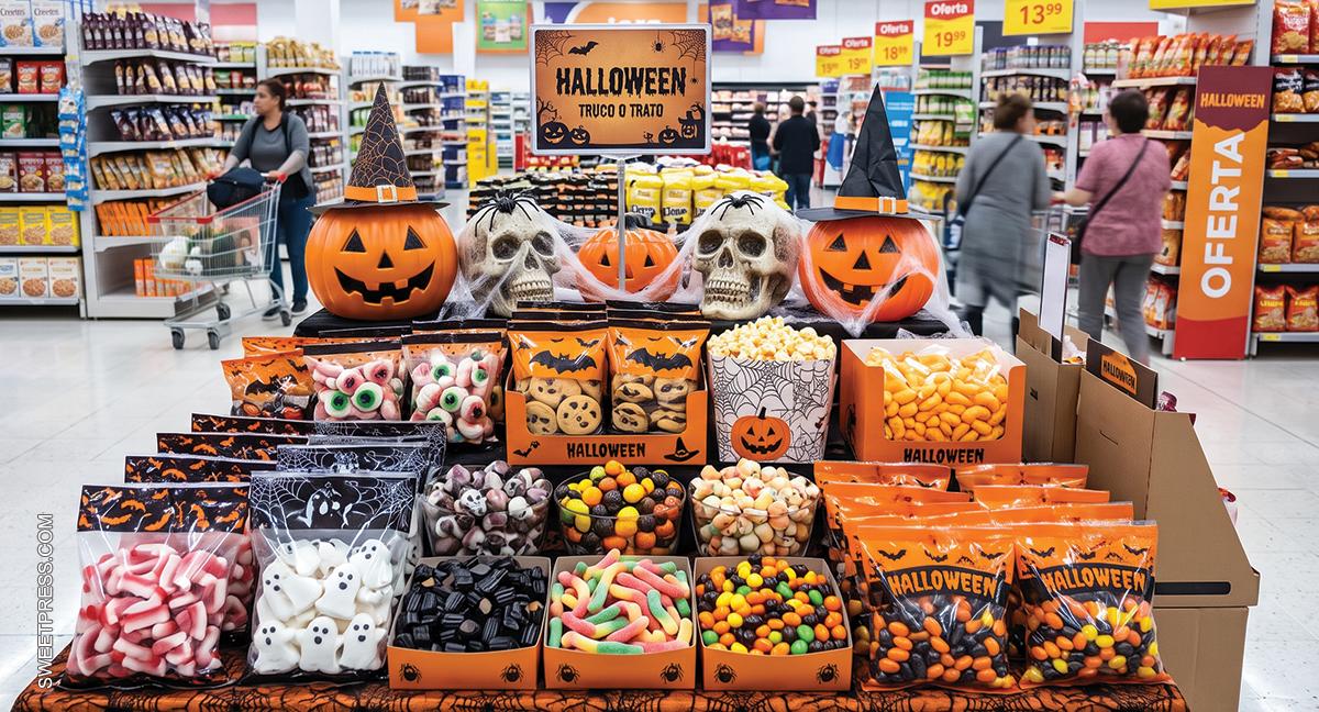 El lineal de confitería, preparado para un Halloween muy goloso