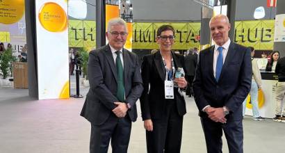 José María Bonmatí, presidente de Innoval; Anna Canal, directora de Alimentaria, y Antoni Llorens, presidente de Alimentaria