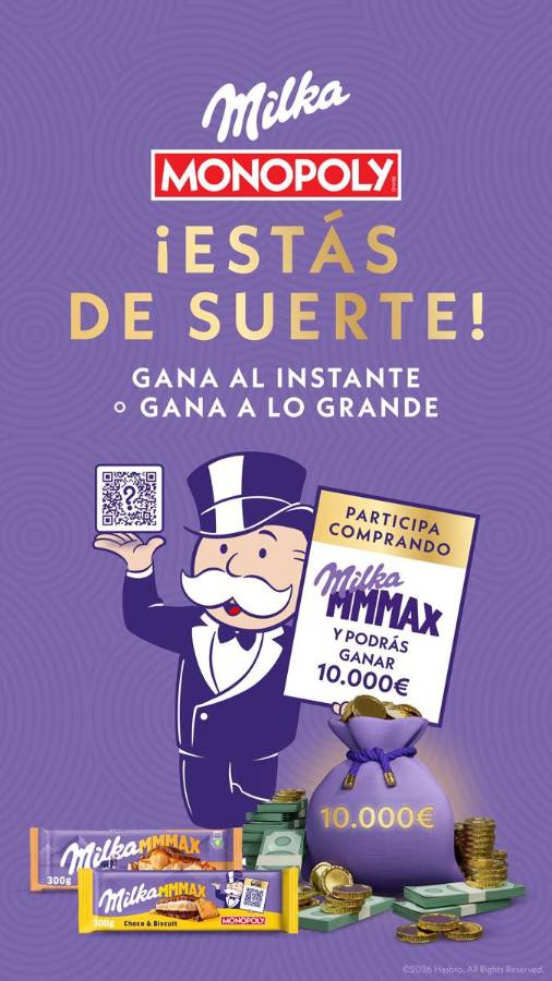 Milka y Monopoly sortean 10.000 euros y premios exclusivos