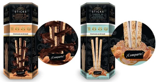Turron Sticks Sticks de Turrón de Almendra Tradicional y Almendra con Chocolate, de ...