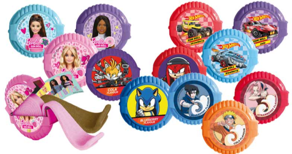 Gum Roll Barbie y Hot Wheels, Naruto, Sonic, de Dolci Preziosi