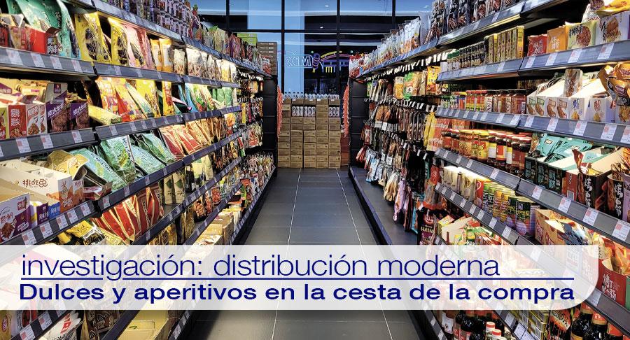 ¿Qué posición ocupan los dulces y aperitivos en la cesta de la compra?