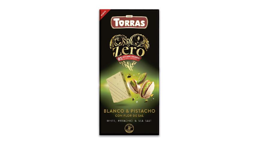 Chocolate Blanco Zero con Pistacho, de Chocolates Torras