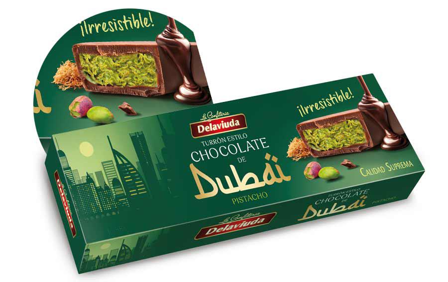 Turrón Delaviuda sabor Chocolate de Dubái, de Delaviuda