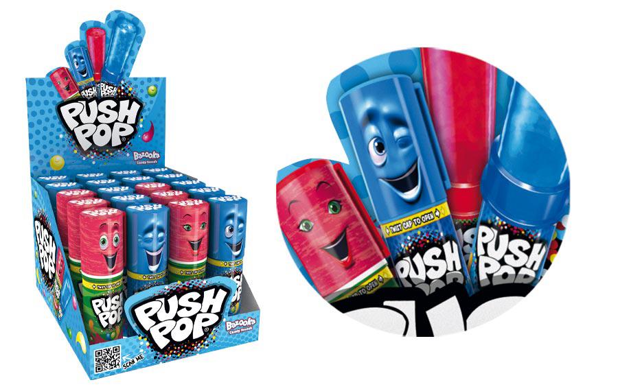 Push Pop Estándar Raspberry & Watermelon, de Bazooka Candy Brands