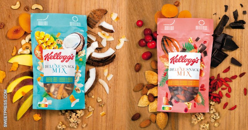 calina Rodeo Cerebro Kellogg Deluxe Snack Mix', la primera gama de snacks premium de Kellogg en  envases reciclables - SWEET PRESS